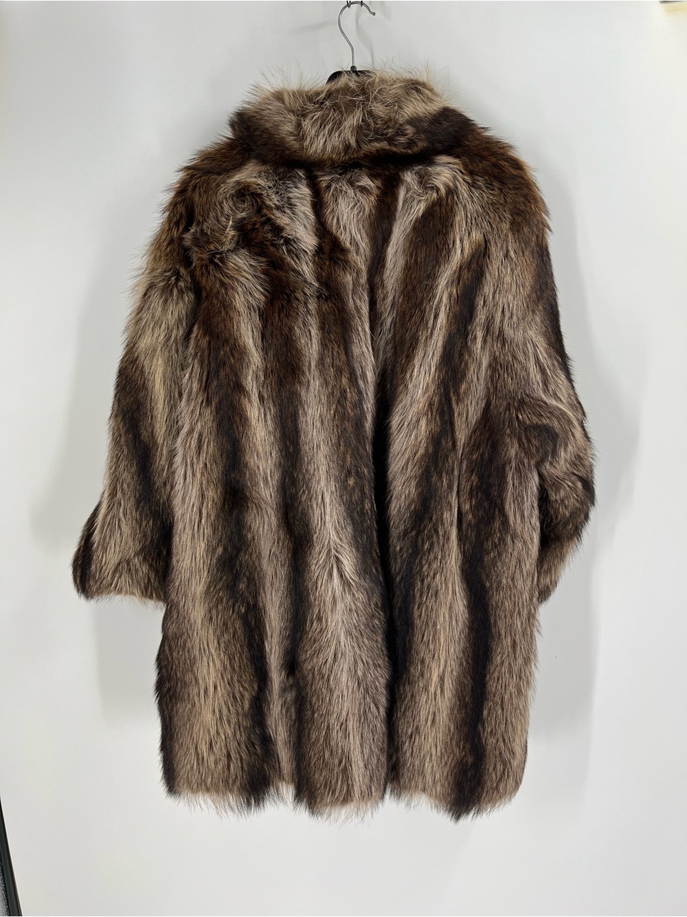 Leah’s New Rochelle Genuine Fur Coat Brown Gray Full Length Long Sleeve Vintage - Picture 7 of 10